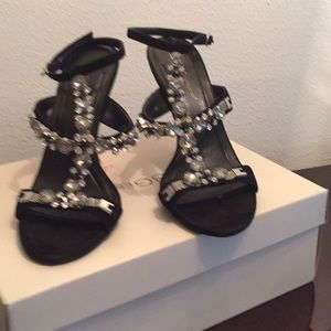 Black Suede BCBG Strapy Holiday Shoe